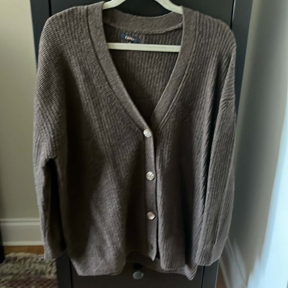 Oversized cashmere chocolate brown cardigan